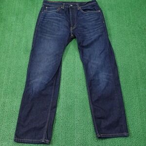Levis 505 Jeans Mens 34x30 Blue Regular Fit Straight Dark Wash Denim Pants
